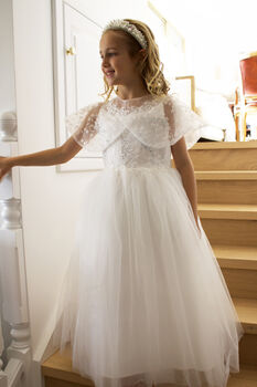 Grace In Off White Flower Girl Or Communion Dress, 2 of 9