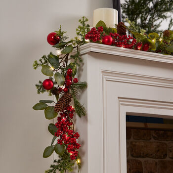 Berries And Baubles Pre Lit Garland, 4 of 6