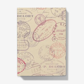 A5 Hardback Notebook Featuring A Travel Stamp Design, 4 of 4
