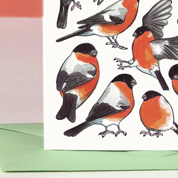 Bullfinches Watercolour Greeting Card, 2 of 8