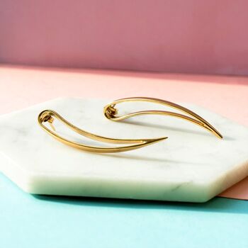 Large Pointed Teardrop Sterling Silver Drop Earrings, 4 of 6