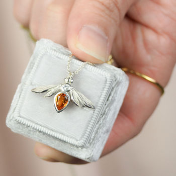 Sterling Silver Citrine Bee Pendant, 4 of 4