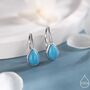 Sterling Silver Pear Cut Turquoise Stone Drop Hook Earrings, thumbnail 1 of 12