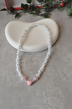 Magnetic Heart Pearl Beaded Necklace, 3 of 5