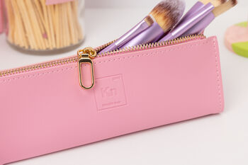 Pink Pencil/Make Up Case With Gold Zip, 2 of 6