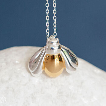 Personalised Sterling Silver And Gold Bee Necklace, 2 of 10