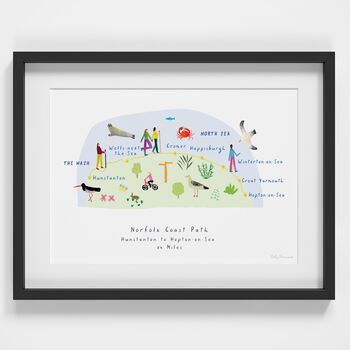 Norfolk Coast Path Route Map Illustrated Art Print, 2 of 3