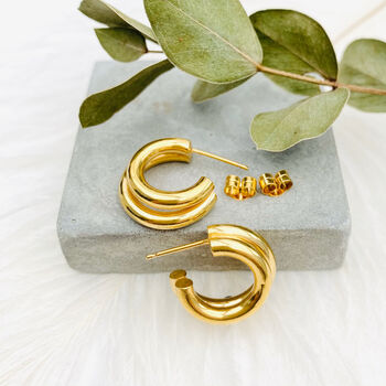 Chunky Double Hoops In Sterling Silver Or Gold Vermeil, 4 of 8