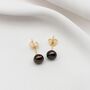 Black Pearl Earrings Mae Button Studs, thumbnail 2 of 2