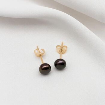 Black Pearl Earrings Mae Button Studs, 2 of 2