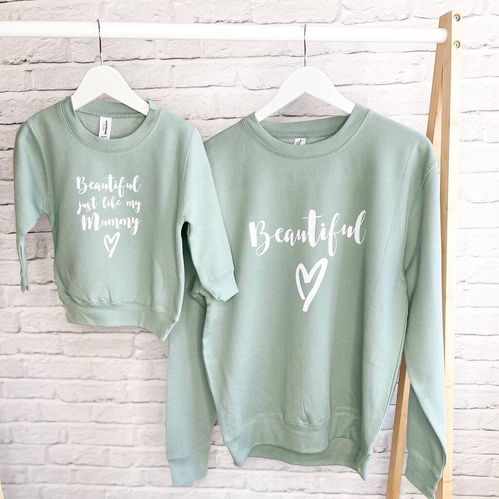 'Beautiful' Mother And Daughter Matching Sweatshirt Set, 1 of 8