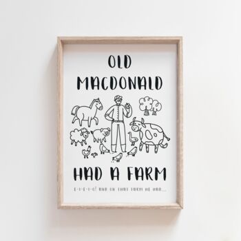 'Old Mac Donald Had A Farm' Nursery Rhyme Print, 2 of 5