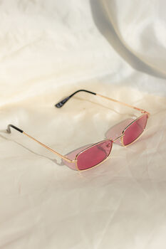 Hot Pink Rectangle Wire Frame Sunglasses, 4 of 5