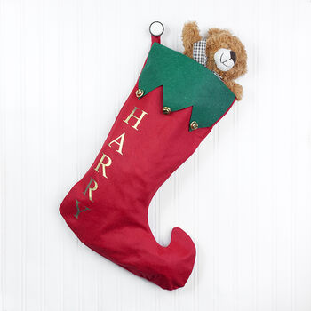 Personalised Christmas Festive Stocking With Bells, 2 of 3