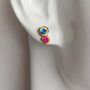 Disco Dot Double Gemstone Stud Earrings, thumbnail 3 of 8
