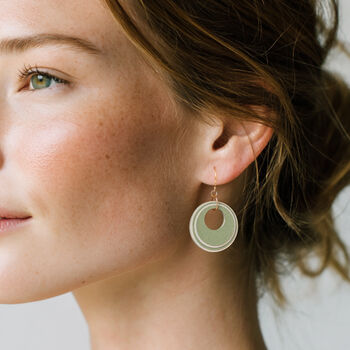 Green And Cream Circular Earrings, 2 of 6