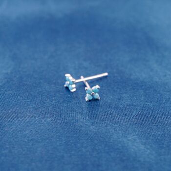 Turquoise Birthstone Flower 925 Sterling Silver Stud Earrings, 4 of 7