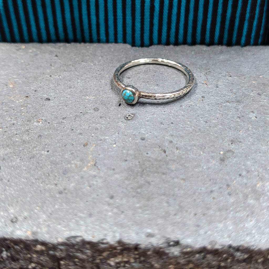 Raw Stone Silver Stacking Ring: Turquoise, 1 of 5