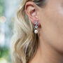 Flower And Drop Pearl Earrings, thumbnail 1 of 3