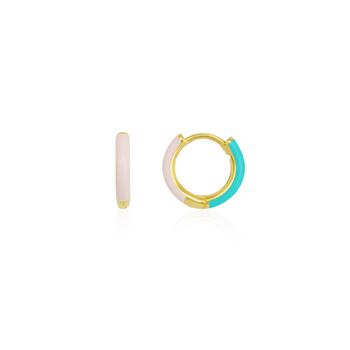 Pink And Blue Enamel Sterling Silver Hoop Earrings, 3 of 3