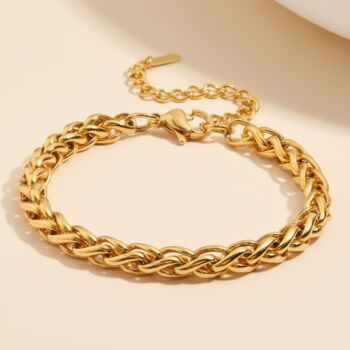 Woven Chain 18k Gold Plated Waterproof Bracelet, 2 of 3