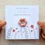 Personalised Crochet Puff Flower Sister Christmas Card, thumbnail 1 of 3