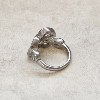 Teardrop Diamond Crossover Ring Silver, 4 of 8