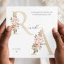 Initials Mr And Mrs Wedding Card, On Your Wedding Day Floral Card, Gold, thumbnail 1 of 2