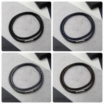Men's Infinity Double Strand Woven Leather Bracelet, 4 of 4
