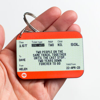 Personalised Train Ticket Anniversary Keyring, 3 of 3
