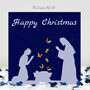 Happy Christmas Nativity Scene Butterfly Card, thumbnail 1 of 12