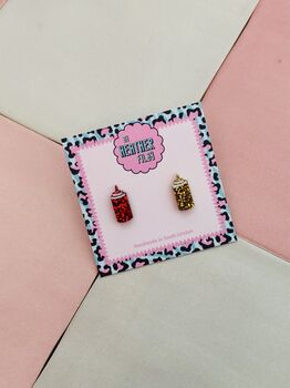 Ketchup And Mustard Glitter Resin Studs / Burger Lover Gift / Novelty Food Jewellery / Cute Accessories, 4 of 4
