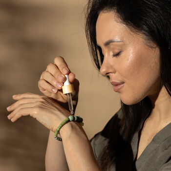 Prehnite And Lava Bead Gemstone Diffuser Bracelet, 2 of 5