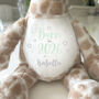 Personalised Born In 2026 Giraffe Teddy Bear 34cm – New Baby, Christening Or 1st Birthday Gift, thumbnail 6 of 9