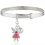 Personalised Sterling Silver Pink Fairy, Pearl Bangle Christening | Baptism | 1st Birthday | Engraved Jewellery, thumbnail 2 of 7