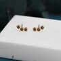 Sterling Silver Tiny Black Opal Trio Stud Earrings, thumbnail 3 of 12