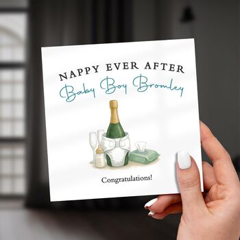 Funny New Baby Boy Card – Nappy Ever After Design, 4 of 7