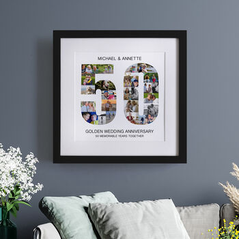 Personalised Golden Wedding Anniversary Photo Collage, 8 of 9
