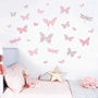 Butterfly Wall Stickers In Dusty Pink And Grey, thumbnail 1 of 4