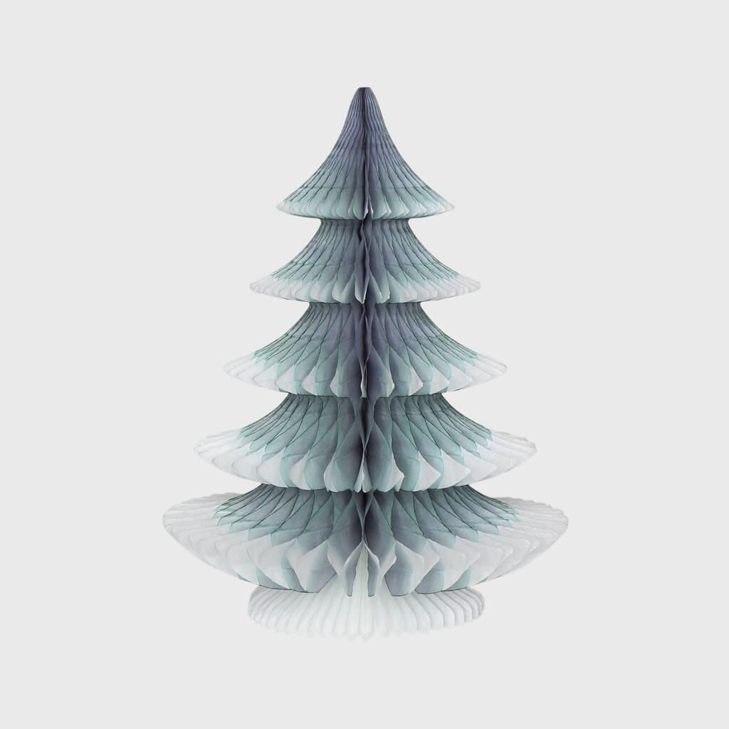 Christmas Snow Tip Tree Paper Decoration Grey 25cm By The Conscious