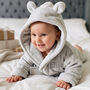 Personalised Soft Baby Grey Dressing Gown With Ears, thumbnail 2 of 12