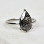 One Of A Kind Platinum Black Pear Shape Rose Cut Diamond Engagement, thumbnail 2 of 4