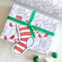 Christmas Stocking Gift Wrap Set To Colour In, thumbnail 1 of 5