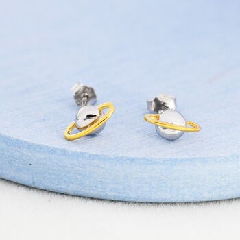 Planet Stud Earrings In Sterling Silver, 3 of 12
