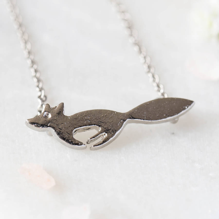 Silver Solid Fox Necklace By Iamia