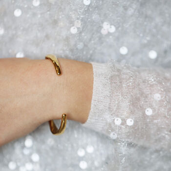 Molten Twist Gold Cuff Bangle, 5 of 6