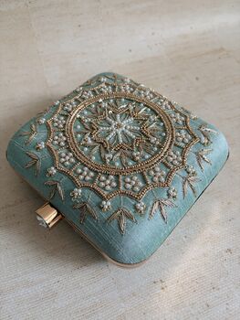 Green Mandala Design Square Clutch, 8 of 12