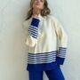 Blue Free Size Long Sleeve Knitted Women's Co Ord Set, thumbnail 5 of 5