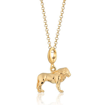 Lion Charm Necklace, Sterling Silver Or Gold Plated, 3 of 10