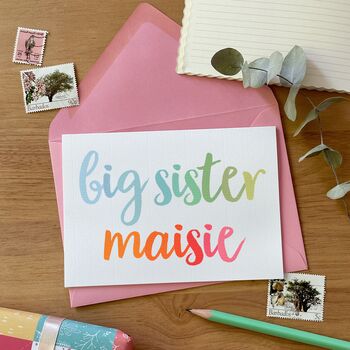 Personalised Big Sibling Gender Neutral Baby Card, 3 of 9
